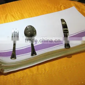 2015 New Color Plain White With Romantic Violet Strip Kitchen Tea Towel thumbnail-2