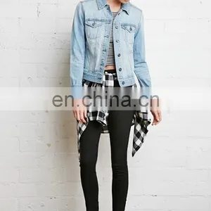 China Factory Supply Long Sleeve Classic Denim Jacket Women Cheap Wholesale thumbnail-5