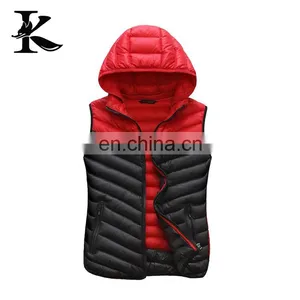 Lady's Cotton Vest Contrast Color Removed Hoodied Down Vest Jackets thumbnail-2