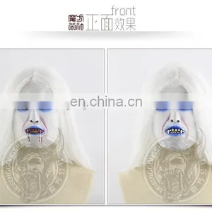 Halloween Latex Ghost Mask With White Wigs thumbnail-2
