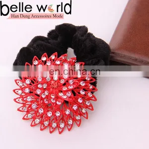 Grace Ladies Flower Crystal Rhinestone Ponytail Holder thumbnail-6