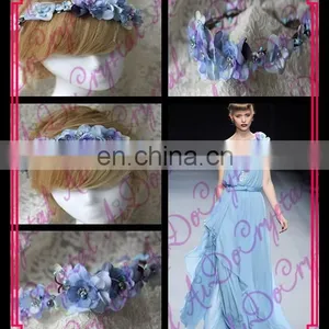 Aidocrystal Elegance Blue Artificial Flower Crown Fascinators, Wedding Party Tiaras for Women thumbnail-1