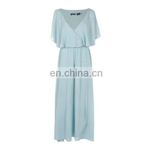 2016 Elegant Women Clothing V-neck Chiffon Double Layer Wrap Maxi Dress thumbnail-6
