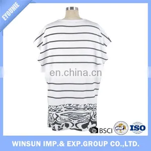 White High Quality Spring Fashion Stripe Fish Women Sweater Wide Bats Sleeve Long Pullover thumbnail-6