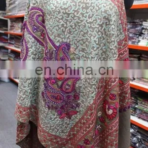 Shawls - Embroided Lace Border Silk Shawl thumbnail-1