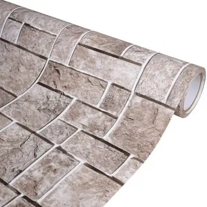 Eco-friendly Fireproof Brick Texture Self Adhesive PVC Film Vinyl Wallpaper thumbnail-3