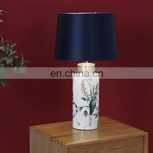 Top Sale China Style Ceramic Base Blue Shade Indoor Table Night Lamps for Bedroom thumbnail-6