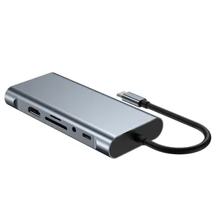 11-in-1 USB C Hub Type C to Multiple HDMI RJ45 VGA USB 3.0 2.0 With Power Supply Adapter Docking Station thumbnail-3