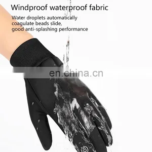 Factory Winter Motorcycle Gloves Touch Screen Quilted Nylon Material Waterproof Winter Gloves Outdoor With Custom Logo thumbnail-2