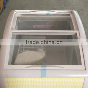 Curved Glass Door Showcase Chest Freezer for Ice Cream thumbnail-5