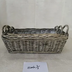 Customized Willow Storage Basket Round&Oval Shape Storage Tray With Ears thumbnail-4