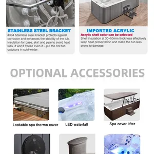 Factory Supply Deluxe Massage Spa Tub Outdoor Whirlpool Hot Tubs for 8 Persons thumbnail-5