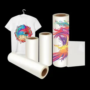 DTF Transfer Film Roll for Double-Side Matte Clear Pretreat Sheets PET Heat Transfer Paper for Inkjet Printer Direct Print on T Shirts Textile thumbnail-1