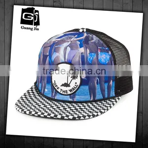 Stylish Sexy Girl Printing Embroidery Patch 5 Panel Cheap Trucker Cap thumbnail-1