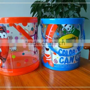 Custom Printed and Made Clear PET Water Proof Color Pencil Packaging Plastic Round Bucket Quality Choice thumbnail-1