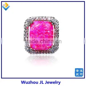 Fire Opal Stone Ring Synthetic Cabochon Rectangle Shape Opal Stone 925 Sterling Silver Ring thumbnail-1