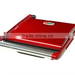 CE GS RoHS UL 4 SLICE RED STAINLESS STEEL PANINI GRILL thumbnail-3