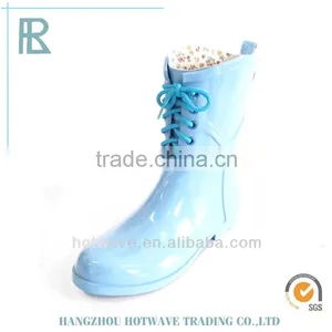 Candy Color Lace up Women Pvc Rain Boots thumbnail-1
