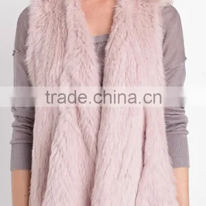 2016 Europe Style High -end Rabbit Kintted Fur Vest Pink Color thumbnail-3