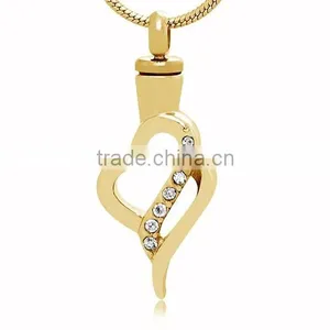China Supply 316 Stainless Steel Pets Keepsake Silver Crystal Urn Pendant Graceful Women's Hollow Out Heart Cremation Pendant thumbnail-2