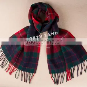 Wool Cashmere Scottish Tartan Scarf thumbnail-1