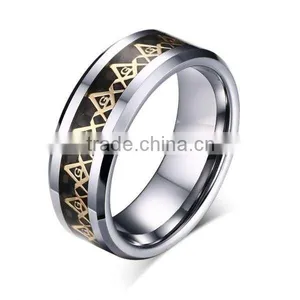 Vintage Logo Engraving Masonic Ring, Generous Masonic Logo Men's Rings thumbnail-2