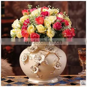 Luxury European Round Gold Table Ceramic Vase for Wholesale thumbnail-1