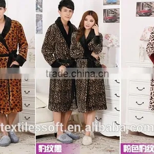 2015 New Design Coral Fleece Sexy Leopard Bathrobe thumbnail-1