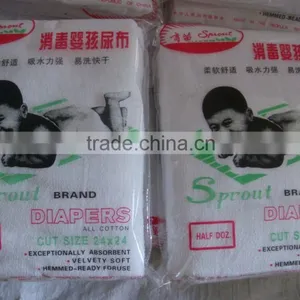 BD1061BT HOLLEE Spout Brand Baby Cloth 100%cotton Sanitary Washable/reuse Pure White Napkin Diaper/unisex thumbnail-4