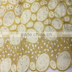 2016 China Cupion African Lace Embroidered Organza Bridal Lace Fabric Guipure Lace Fabric thumbnail-1