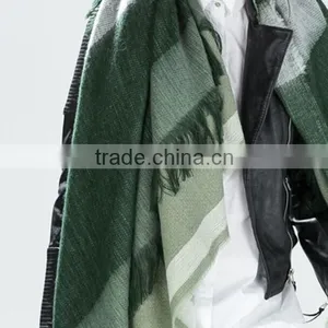 Green Tassel Fringe ,Oversize Tartan Pashmina Scarf. Striped Tartan Scarf,Tartan Pashmina Scarf, thumbnail-3