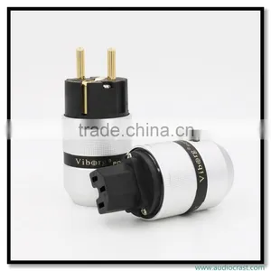 OEM/ODM Viborg Audio Aluminum Gold Plated Schuko Power Plug Connector+IEC Female Plug thumbnail-4