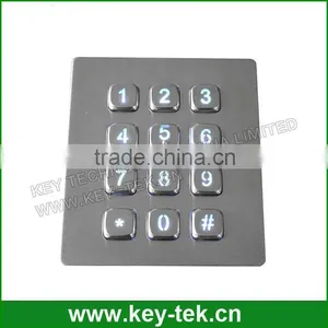 Outdoor Panel Mount Metal Illuminated Numeric 4x3 Keypad thumbnail-1
