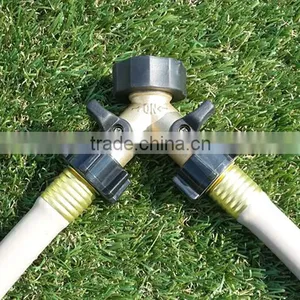 2 Way Solid Brass Y Valve Garden Hose Connector With Comfort Grip thumbnail-4