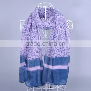 Fashion Flower Pattern Scarf Women Voile Scarves 180*90 Pashmina Shawls Muslim thumbnail-2