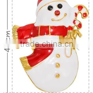 Vintage Red Hat Snowman Hold The X'mas Candy Brooch thumbnail-4