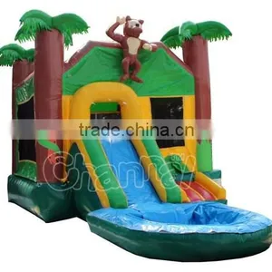 Jungle Inflatable Bouncy Castle, Custom Jumping Castle With Water Slide Quality Choice thumbnail-1