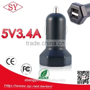 2016 D2 5V 3.4A Factory Direct Supply Dual Usb Car Charger Wholesale Smart Car Usb Charger for Iphone and Android thumbnail-1