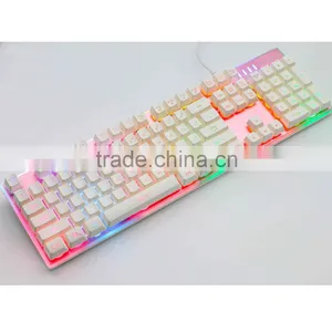 New LED Illuminated Gaming Keyboard,Seven Adjustable Color Backlit Keyboard With Aluminium Alloy Top Cover thumbnail-1