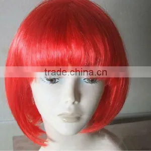 Red Short Bob Wigs Carnival Party Wigs Cheap Fan Wigs thumbnail-1