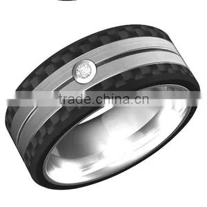 Polished Shiny Rose Gold Plating Tungsten Wedding Bands Ring Inlay Carbon Fiber Rings Bands thumbnail-2