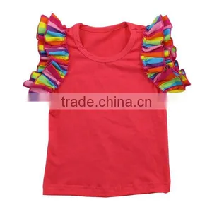 New Style Fashion Girl's Shirt Summer Cotton Sleeveless Baby Ruffle T-shirt Toddler Girls T-shirt thumbnail-3