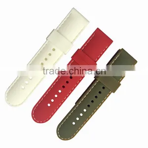 High Quality 22mm Watch Silicone Rubber Band With Stitching thumbnail-1