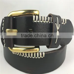 Brass Hore Shoe Buckle Genuine Leather Western United States Cowboy Style Belt thumbnail-1