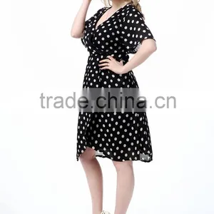 2016 New Spring Dress Printing MM and Polka Dot Chiffon Dress thumbnail-4