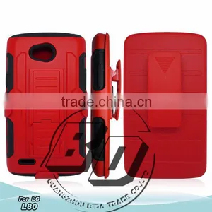 New Design Classical Combo Heavy Duty Hybrid Rugged Rubber Gel Armor Case With Belt For LG L80 thumbnail-1