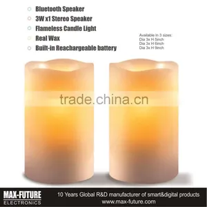Pillar Real Wax Candle With Bluetooth Speaker LED Candle Light thumbnail-3