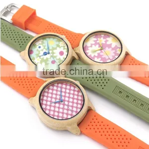 Hot Sale Type Silicone Strap Wrist Watches for Female and Male Wood Watch With Your Logo thumbnail-6