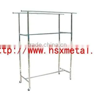 Newest Fashion Double Bar Clothes Drying Rack With Wheel thumbnail-1