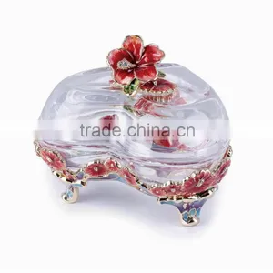 RORO Hawaii Hibiscus Enamel Crystal Glass Jewel Box thumbnail-1